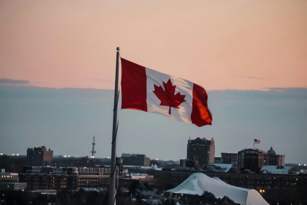 Drapeau du canada dans une des r&eacute;gions